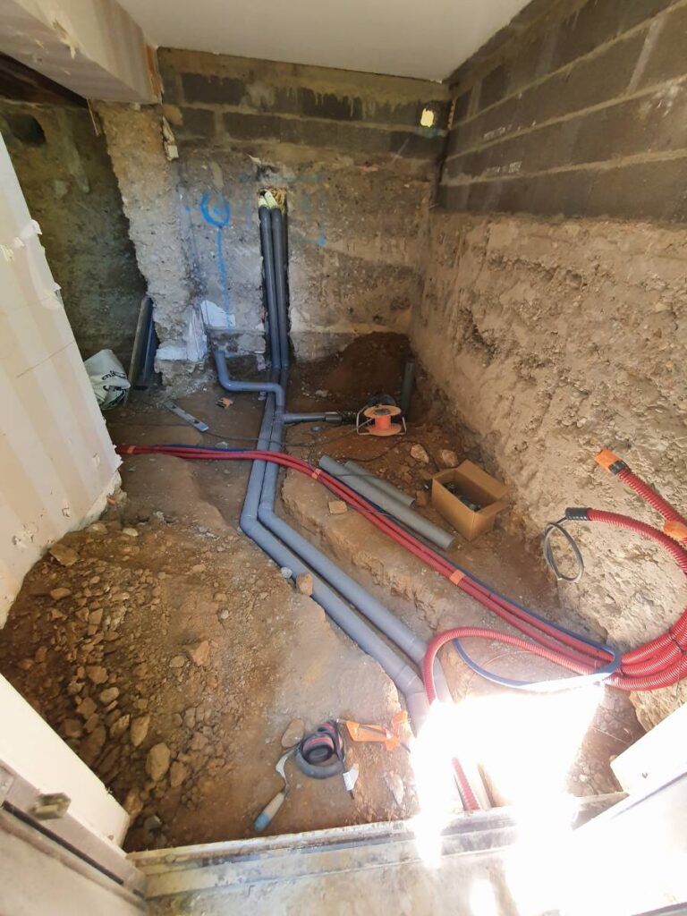 Décaissement dalle pour passage réseau