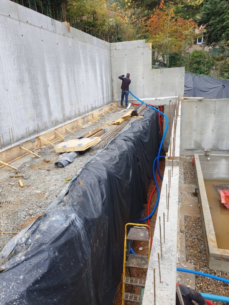 Fondation et mur béton