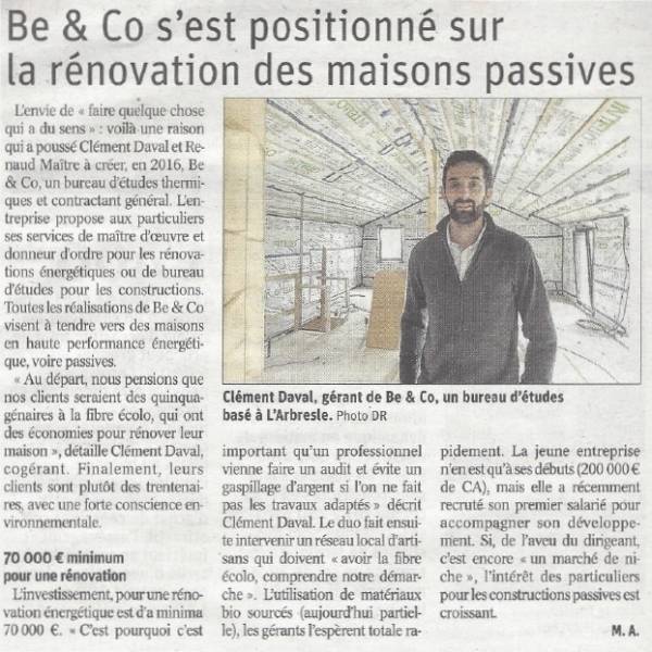 Article Le Progrès BE&CO éco construction